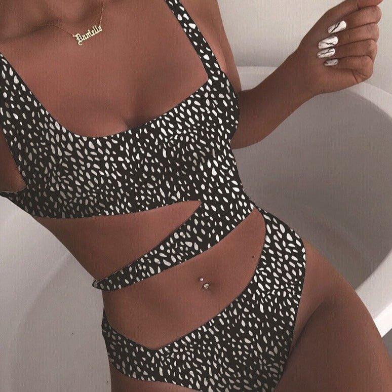 Cut-out swimsuit-Animalprint-sexy beachwear 0