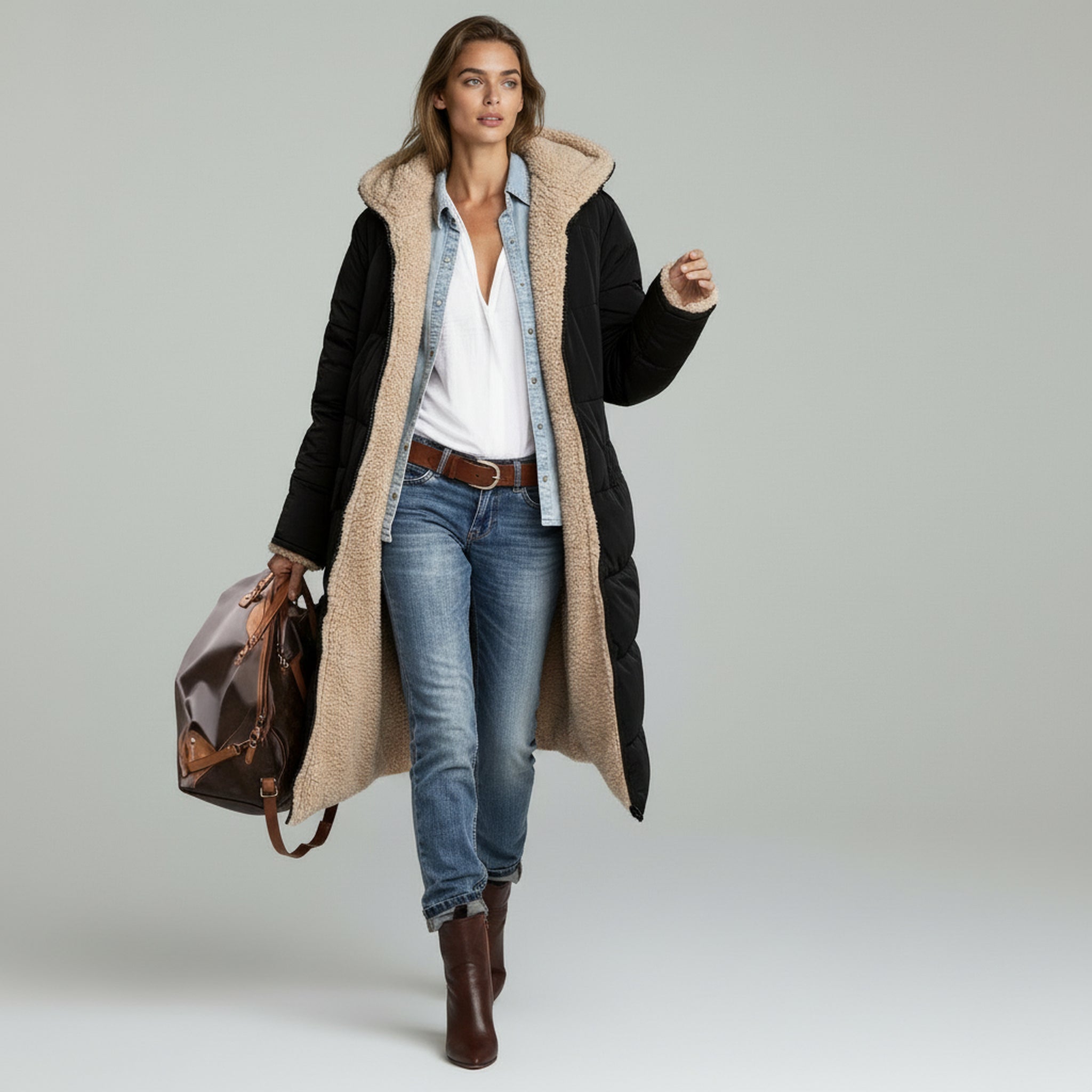 Double-Sided Winter Jacket for Women – Elegant Thick Cotton Padding – Cozy Winter Coats - 3