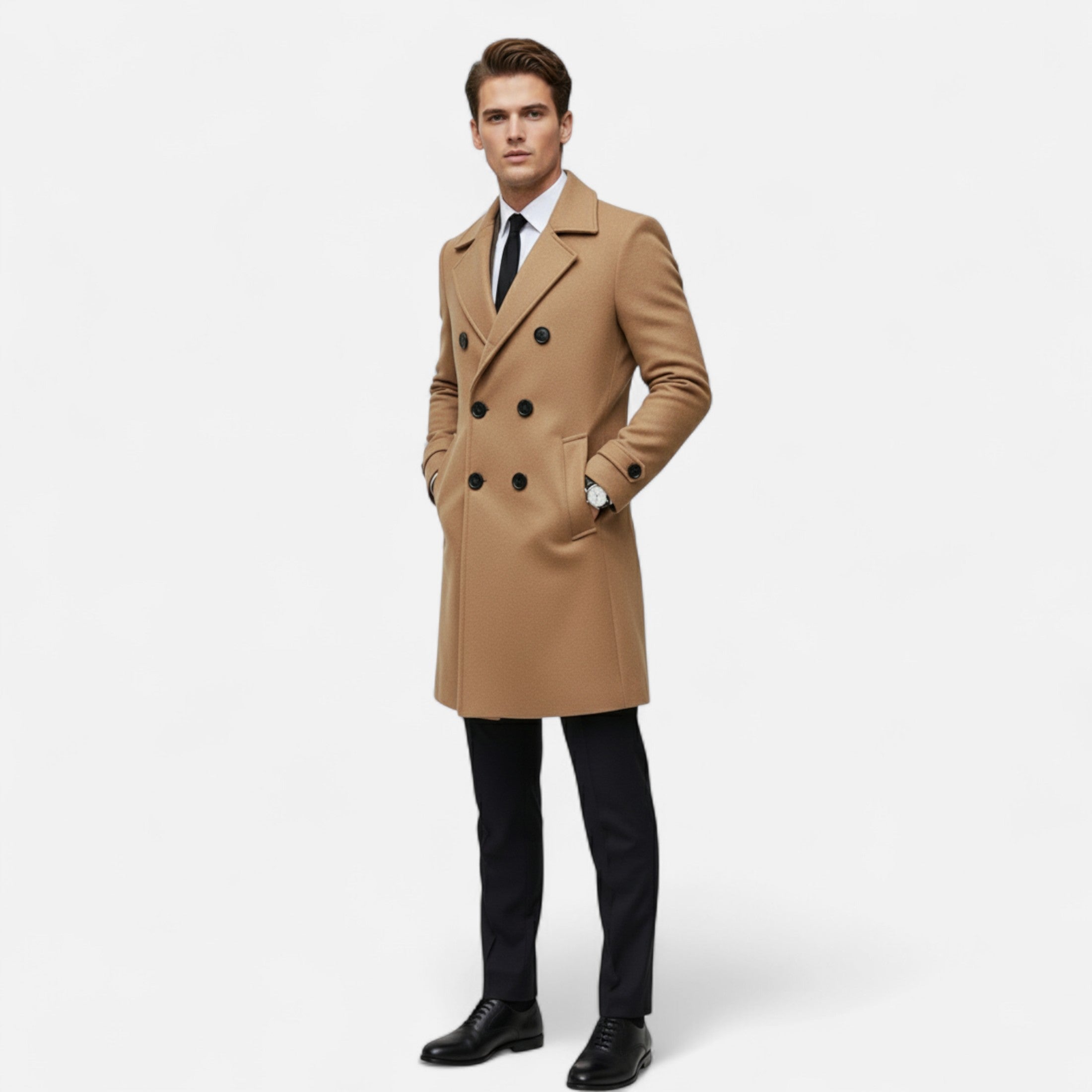 Double Breasted Coat – Wool Fabric – Classic Winter Style 1