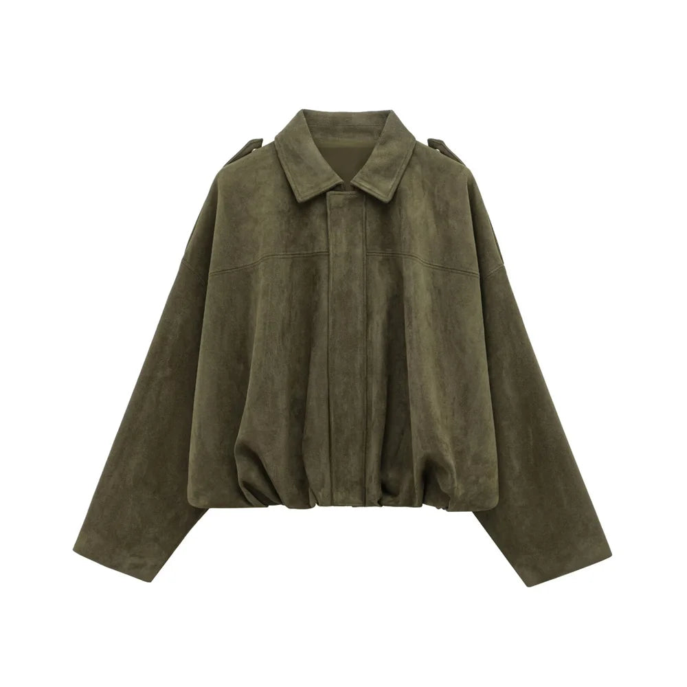 Faux Suede Jacket – Collared Design – Effortless Casual Layering 0