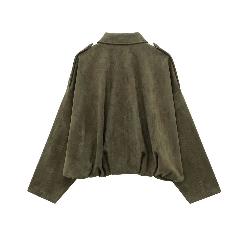 Faux Suede Jacket – Collared Design – Effortless Casual Layering 1