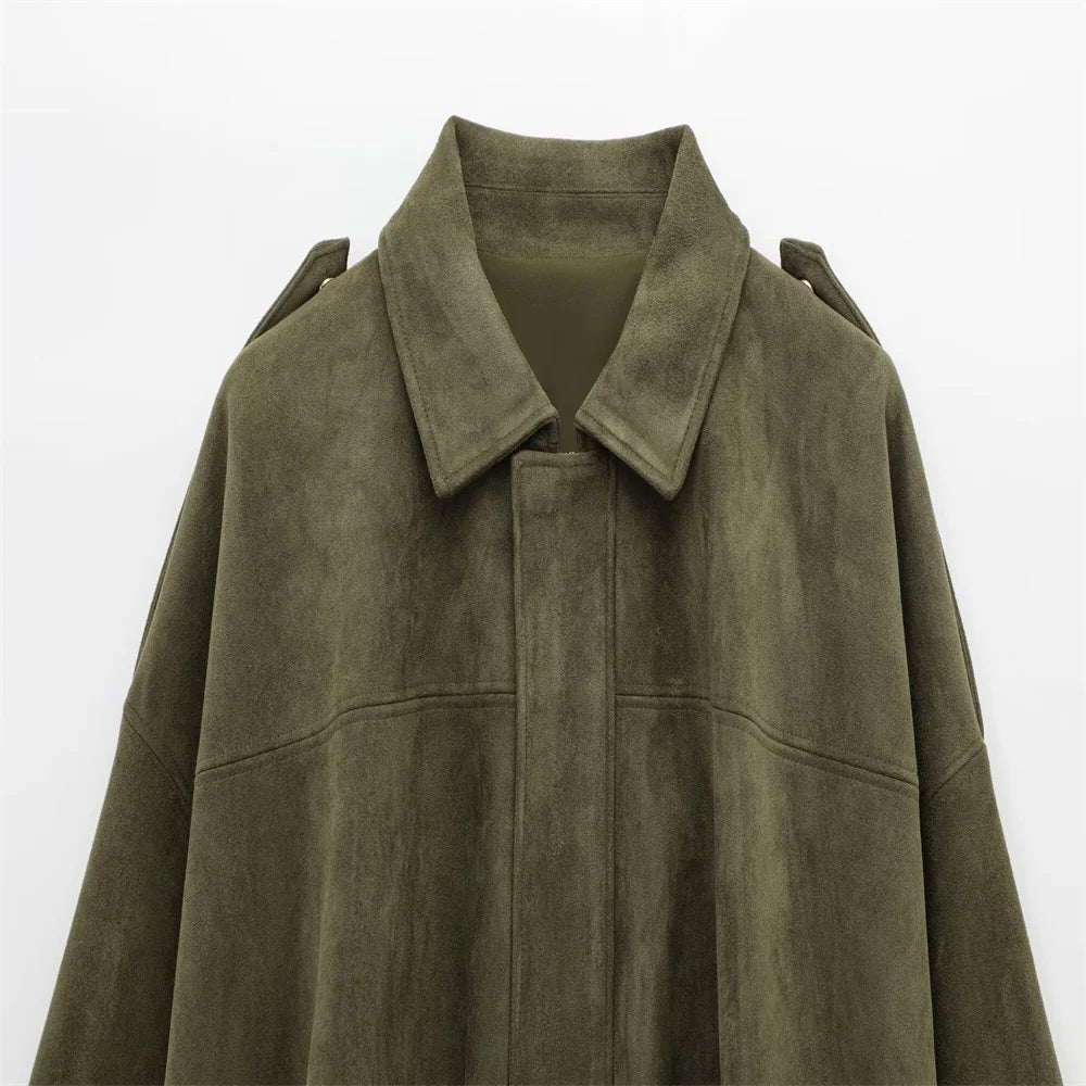 Faux Suede Jacket – Collared Design – Effortless Casual Layering 2