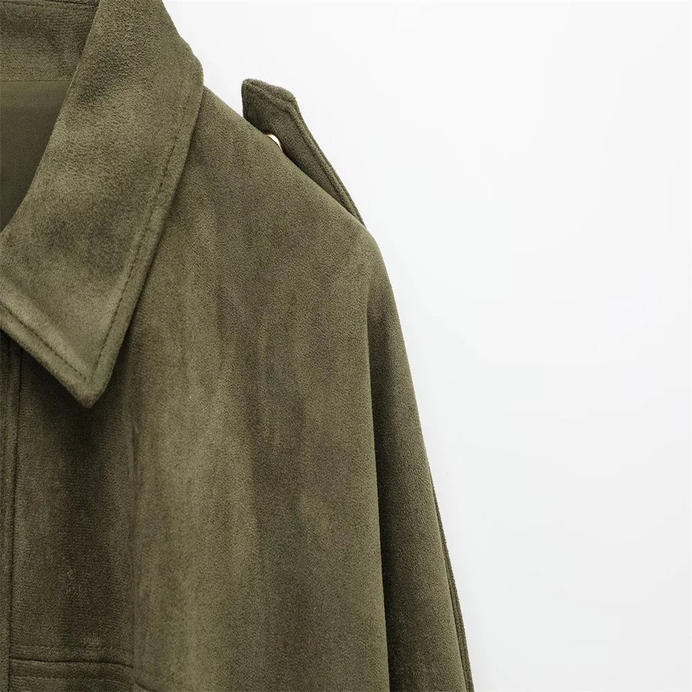 Faux Suede Jacket – Collared Design – Effortless Casual Layering 3