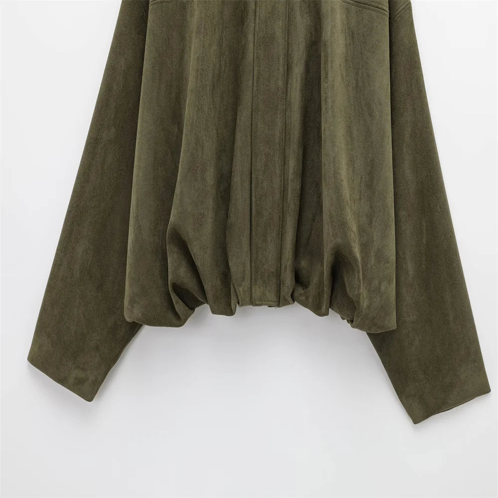 Faux Suede Jacket – Collared Design – Effortless Casual Layering 4