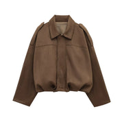 Faux Suede Jacket – Collared Design – Effortless Casual Layering 6