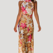 Floral Maxi Dress – Halter Neck – Elegant Summer Beach Style 1