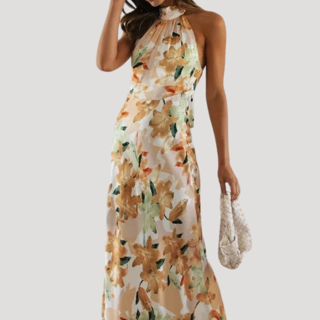 Floral Maxi Dress – Halter Neck – Elegant Summer Beach Style 6