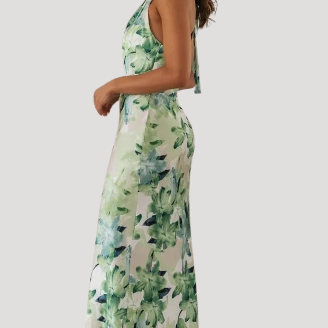 Floral Maxi Dress – Halter Neck – Elegant Summer Beach Style 8