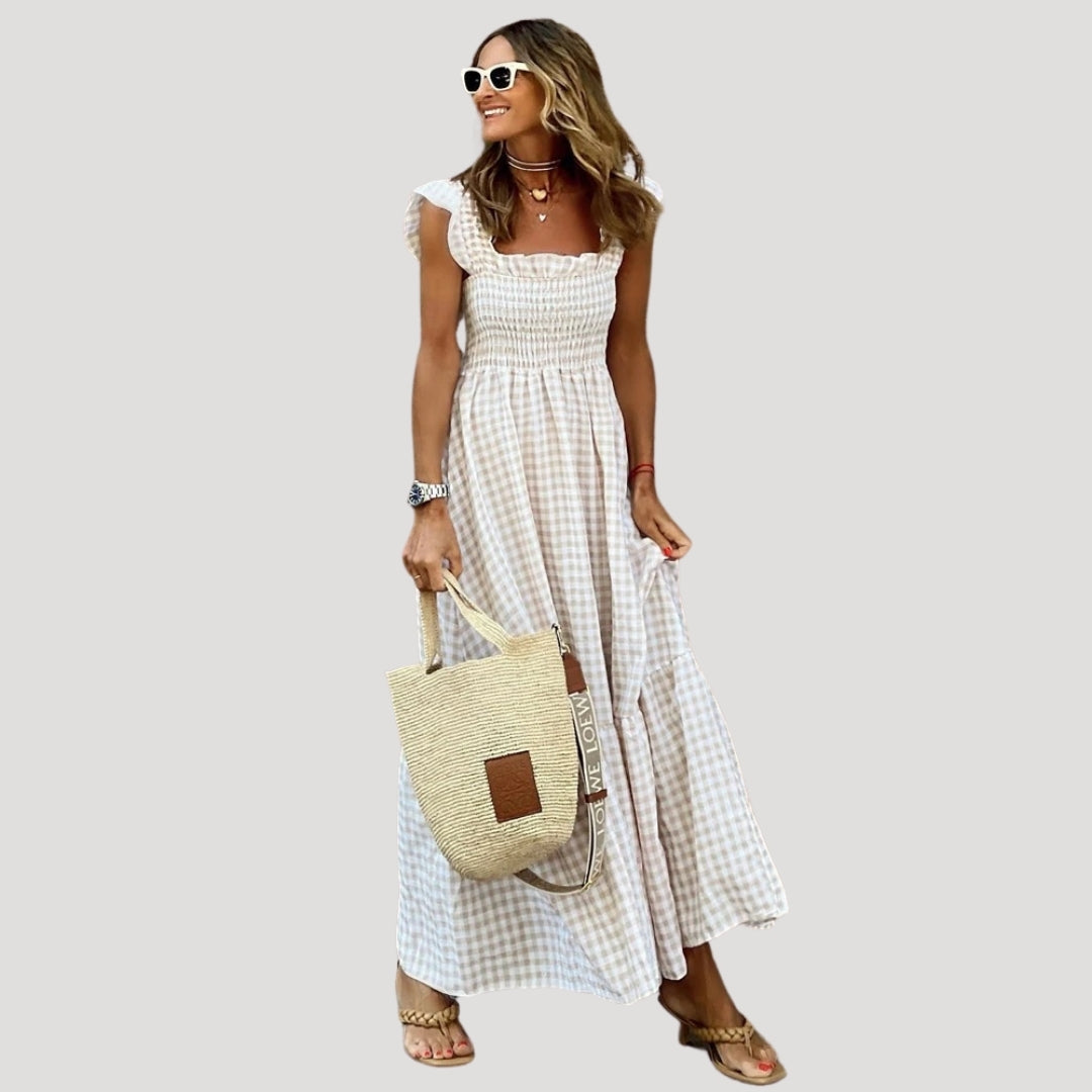 Gingham Maxi Dress – Smocked Bodice – Effortless Summer Style 2