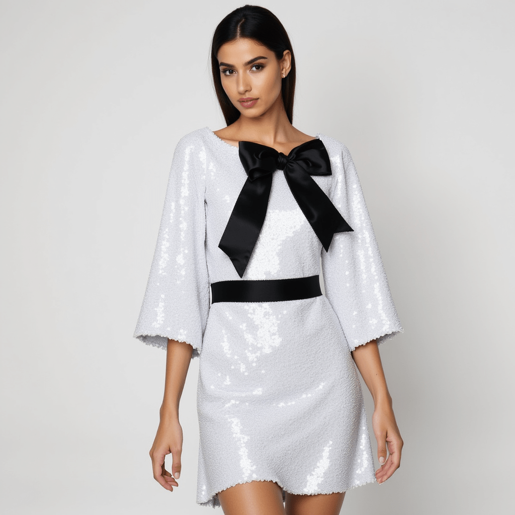 Glitter bow detail Dress