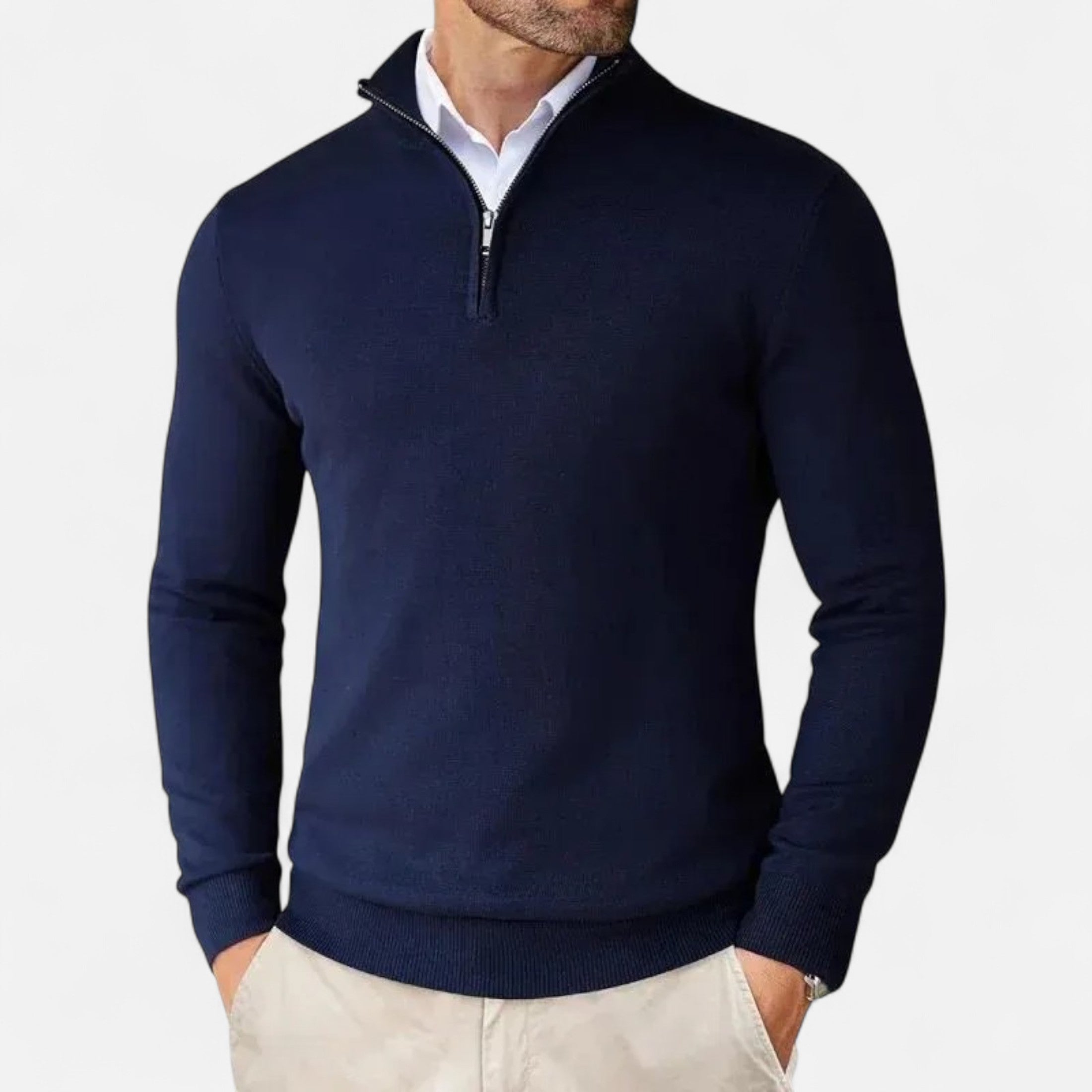 Half-Zip Sweater – Soft Polyester – Stylish Winter Essential for Men 0