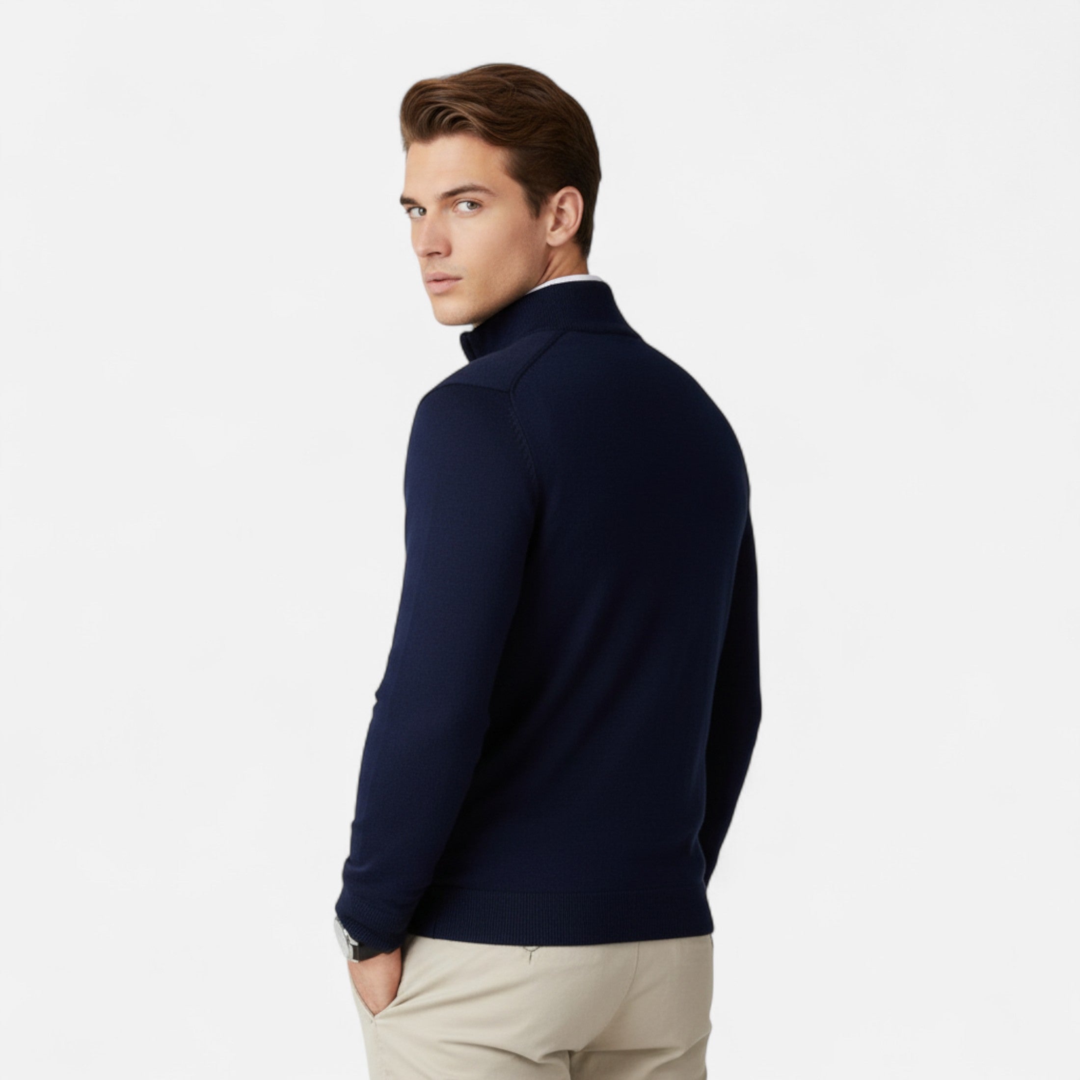 Half-Zip Sweater – Soft Polyester – Stylish Winter Essential for Men 2