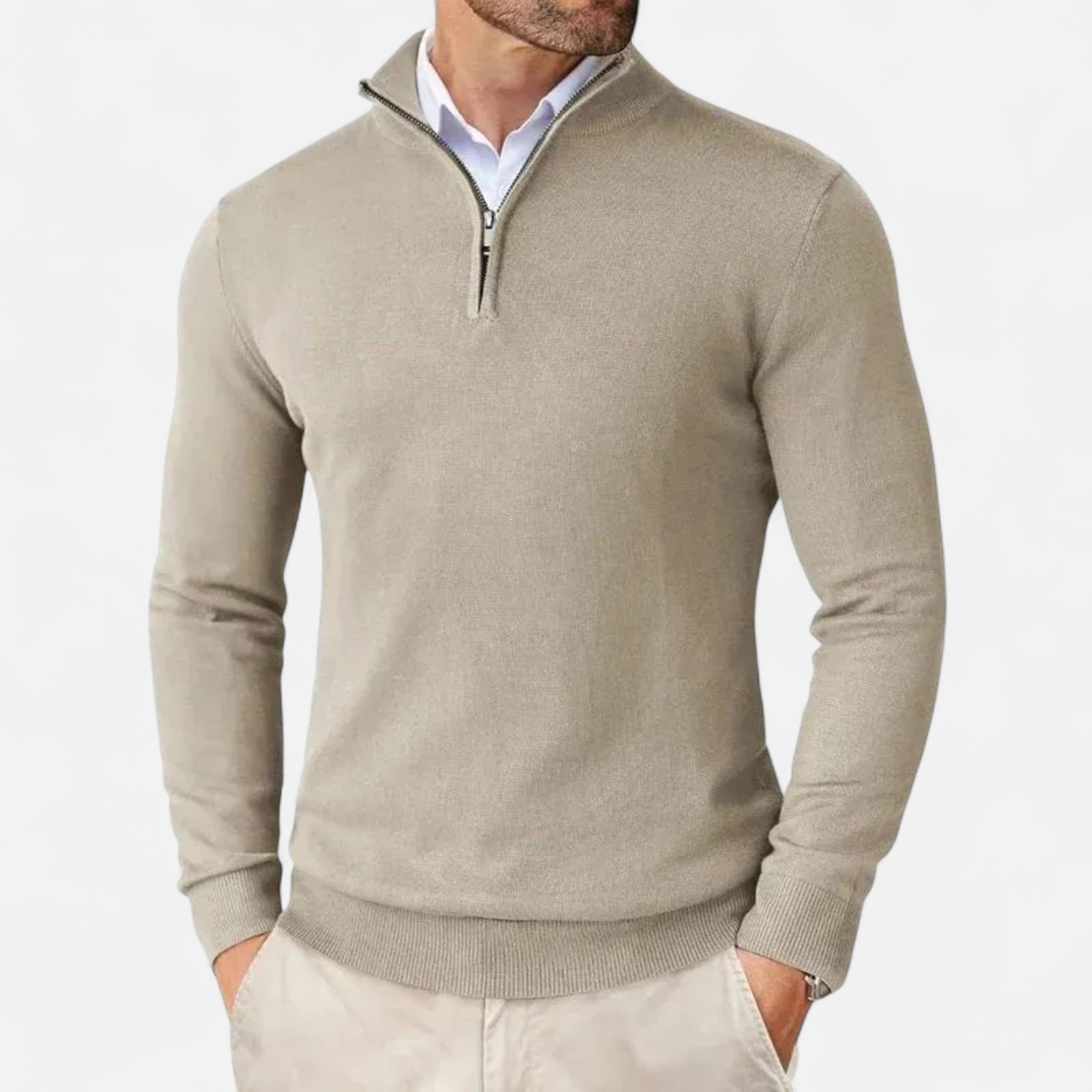 Half-Zip Sweater – Soft Polyester – Stylish Winter Essential for Men 7