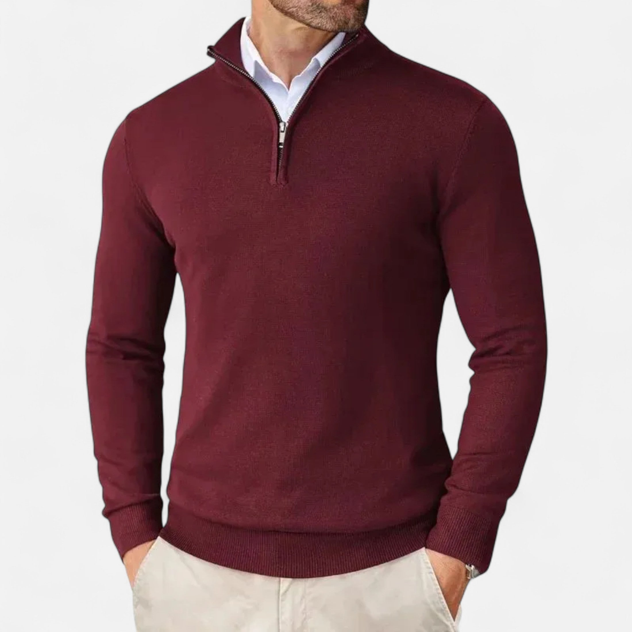 Half-Zip Sweater – Soft Polyester – Stylish Winter Essential for Men 8