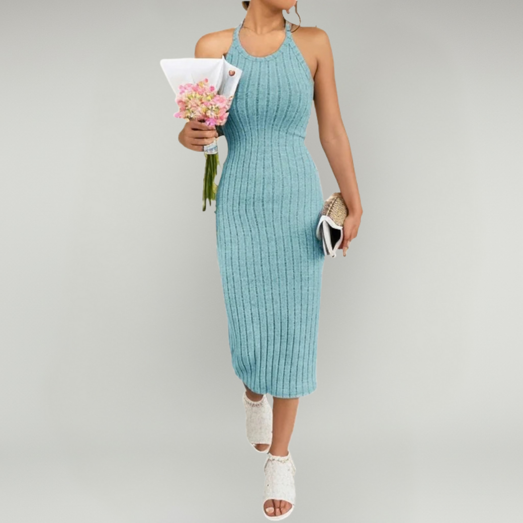 Halter Neck Midi Dress – Flattering Fit for Summer Events