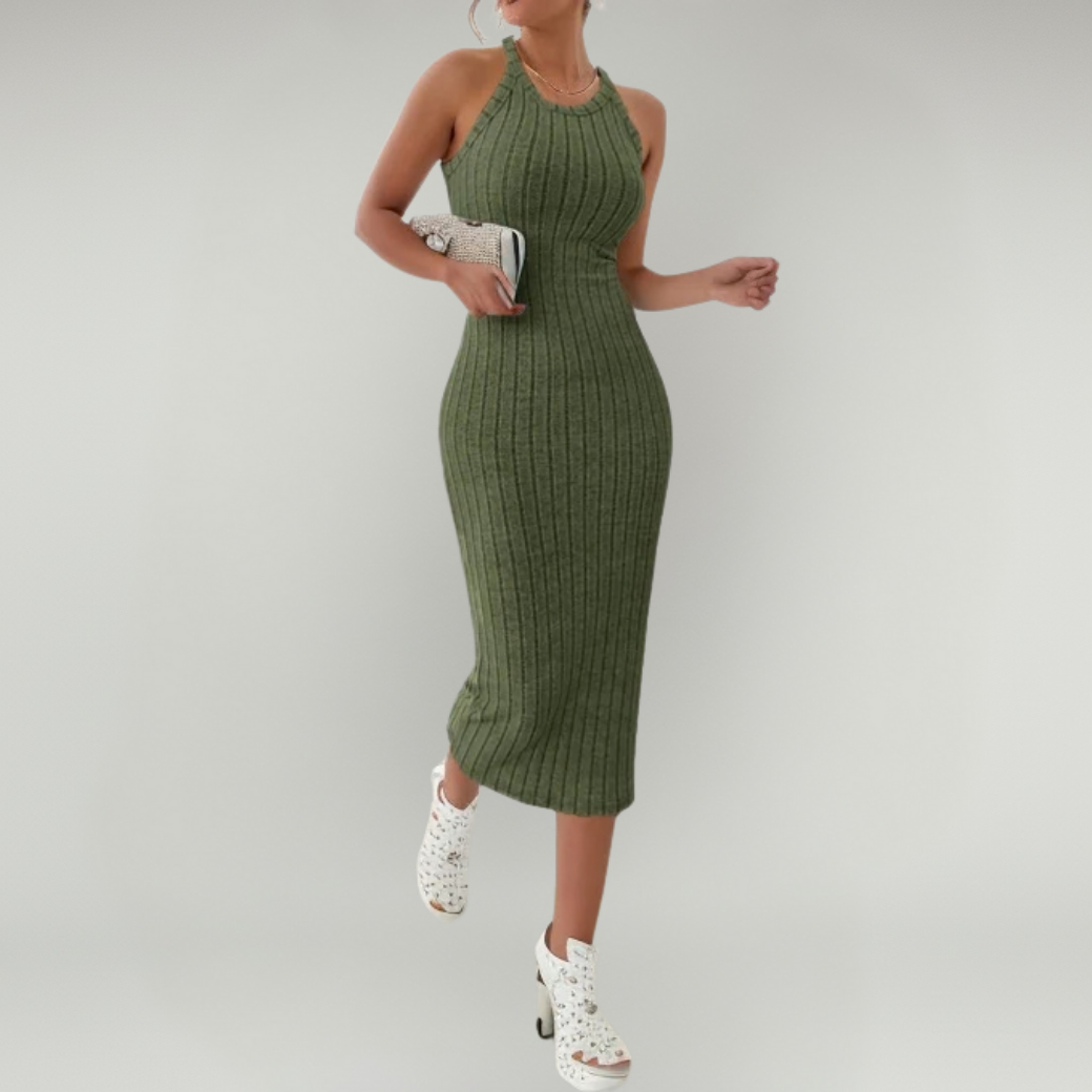 Halter Neck Midi Dress – Flattering Fit for Summer Events