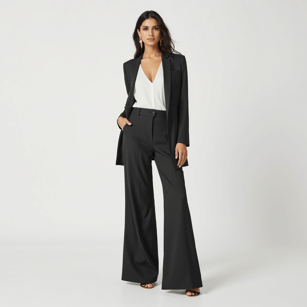 High-waist wide-leg trousers