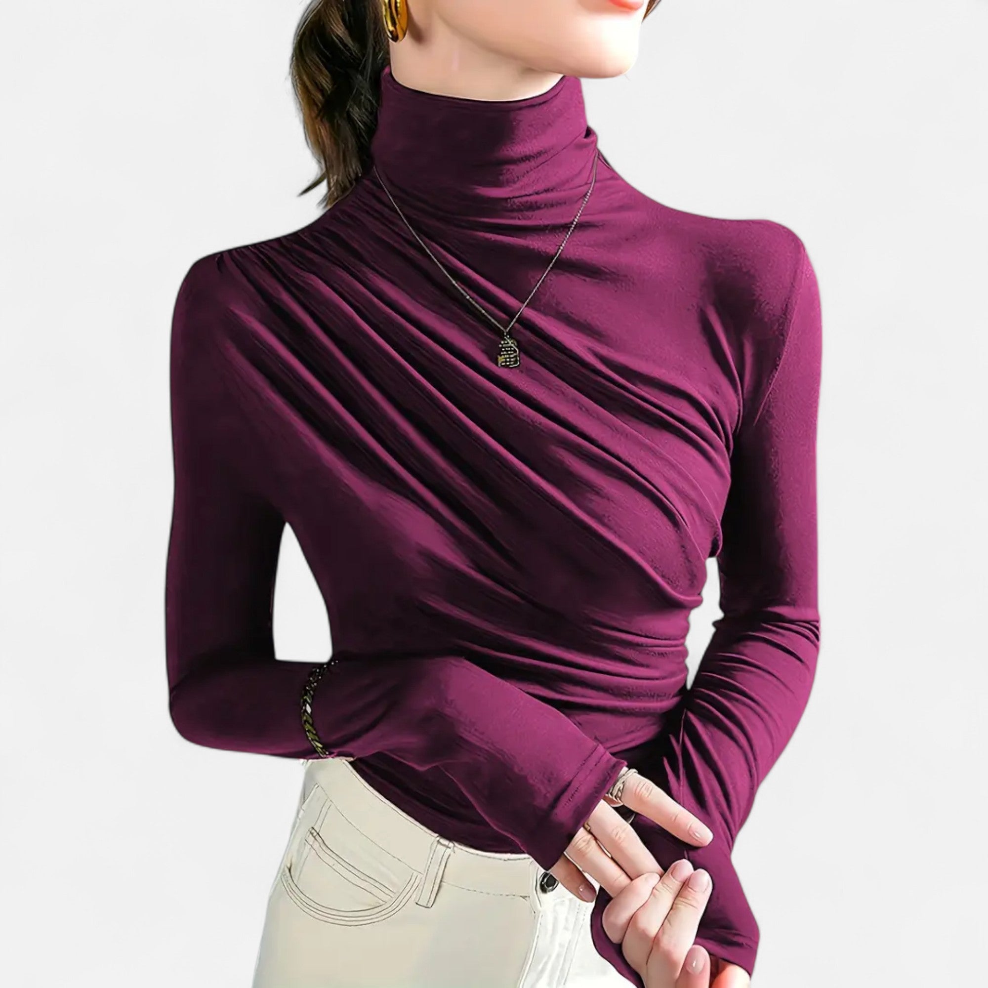 High Neck Blouse – Ruched Detail – Elegant Office to Dinner Style 10