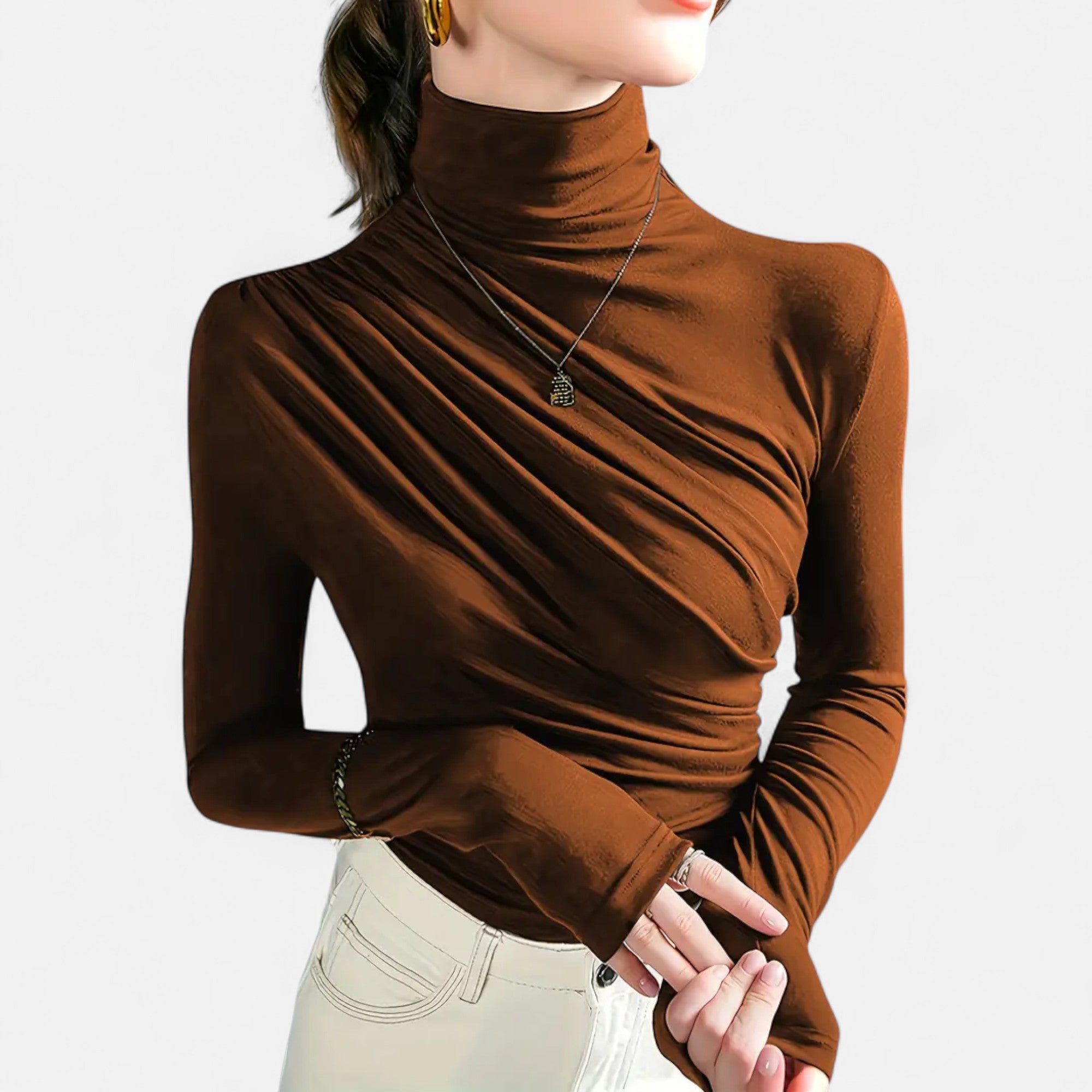 High Neck Blouse – Ruched Detail – Elegant Office to Dinner Style 11