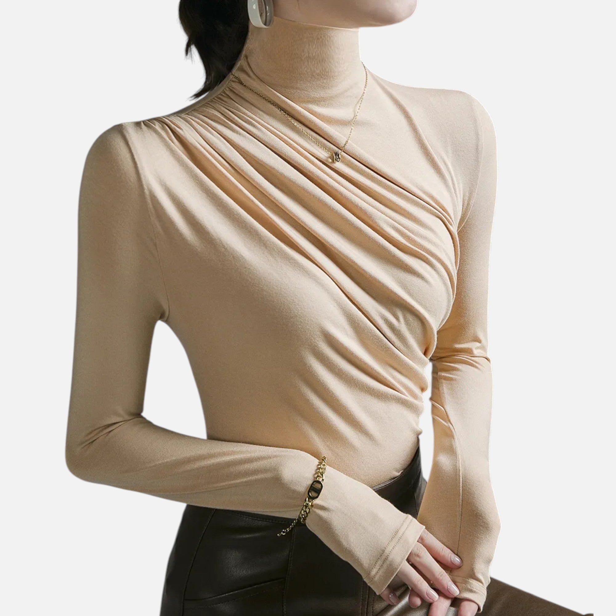 High Neck Blouse – Ruched Detail – Elegant Office to Dinner Style 9