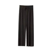 High Waist Wide Leg Trousers with Adjustable Drawstring – Vertical Stripe Palazzo Pants for Women 1