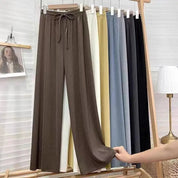 High Waist Wide Leg Trousers with Adjustable Drawstring – Vertical Stripe Palazzo Pants for Women 2