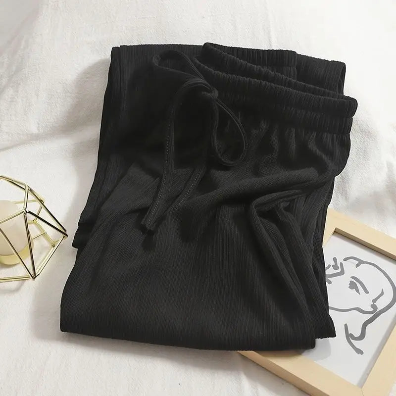 High Waist Wide Leg Trousers with Adjustable Drawstring – Vertical Stripe Palazzo Pants for Women 8