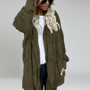 Army GreenHooded Cardigan – Plush Warmth