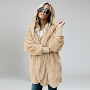 Khaki Hooded Cardigan – Plush Warmth