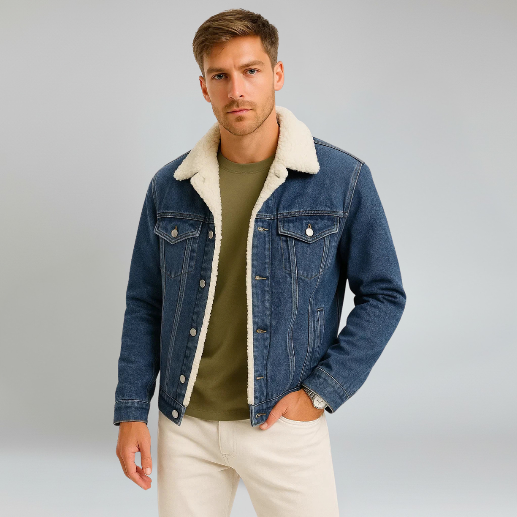 Jacket – Mens – Autumn & Winter – Men's Thickened Denim Fleece Jacket – Montford Co