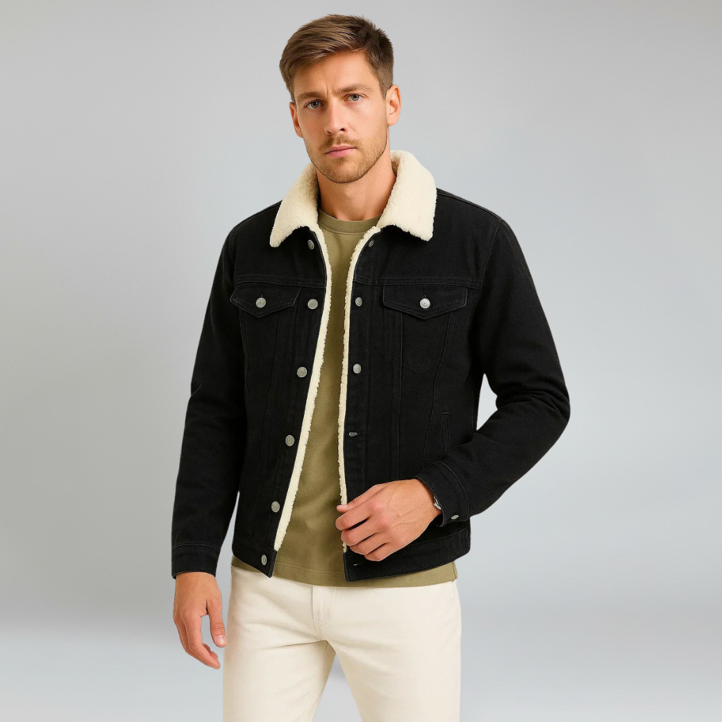 Jacket – Mens – Autumn & Winter – Men's Thickened Denim Fleece Jacket – Montford Co