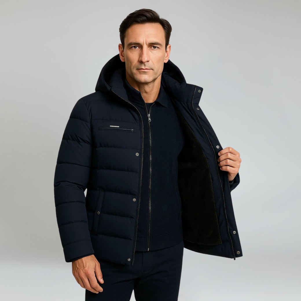 Jacket – Mens – Autumn & Winter – Men's Winter Jacket in Black Oversized with Thick Padded Hood – Montford Co