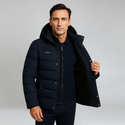 Jacket – Mens – Autumn & Winter – Men's Winter Jacket in Black Oversized with Thick Padded Hood – Montford Co