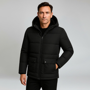 Jacket – Mens – Autumn & Winter – Men's Winter Jacket in Black Oversized with Thick Padded Hood – Montford Co