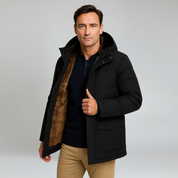 Jacket – Mens – Autumn & Winter – Men's Winter Jacket in Black Oversized with Thick Padded Hood – Montford Co