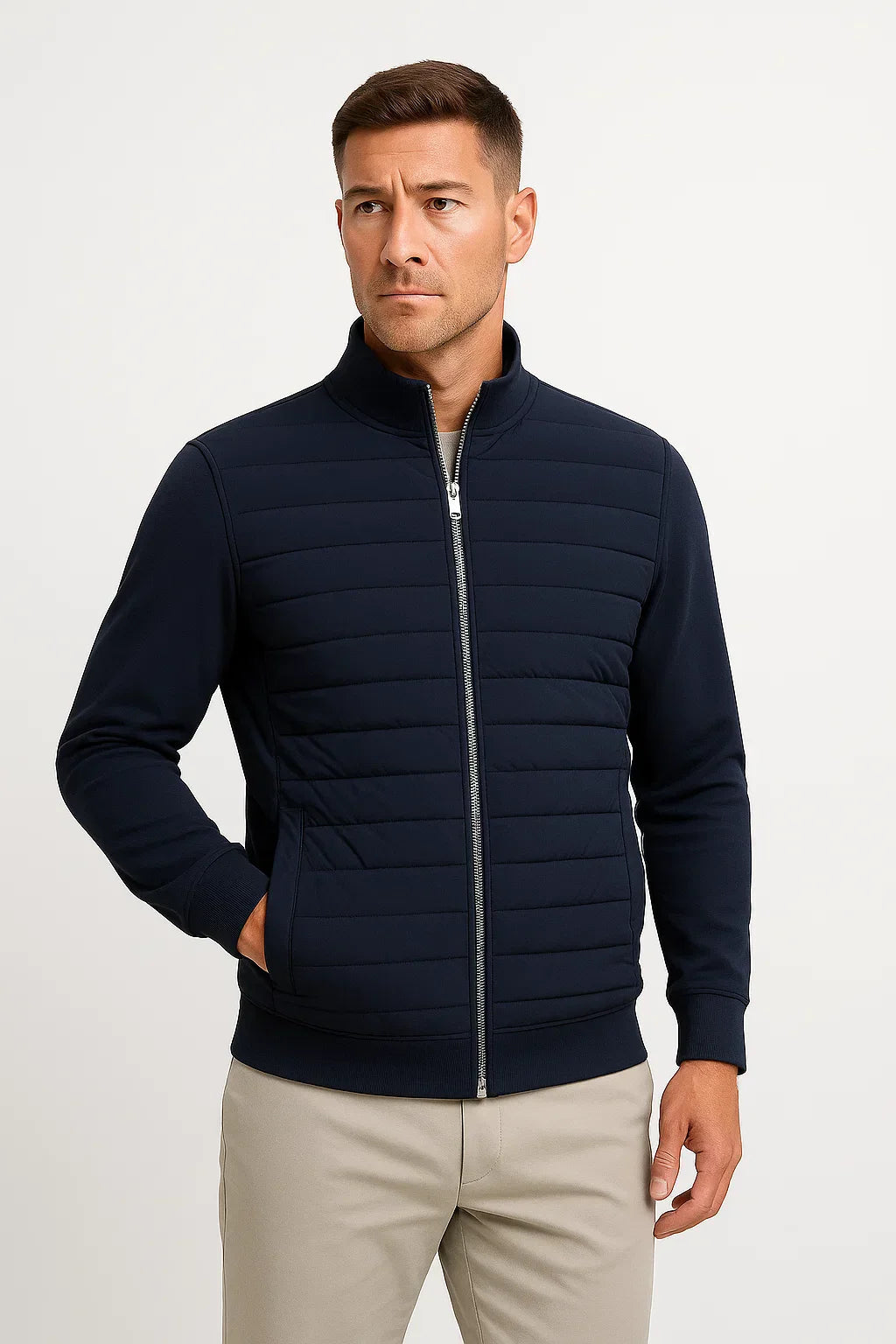 Jacket – Mens – Autumn & Winter – Men's Hybrid Quilted Jacket with Knitted Sleeves – Montford Co 3