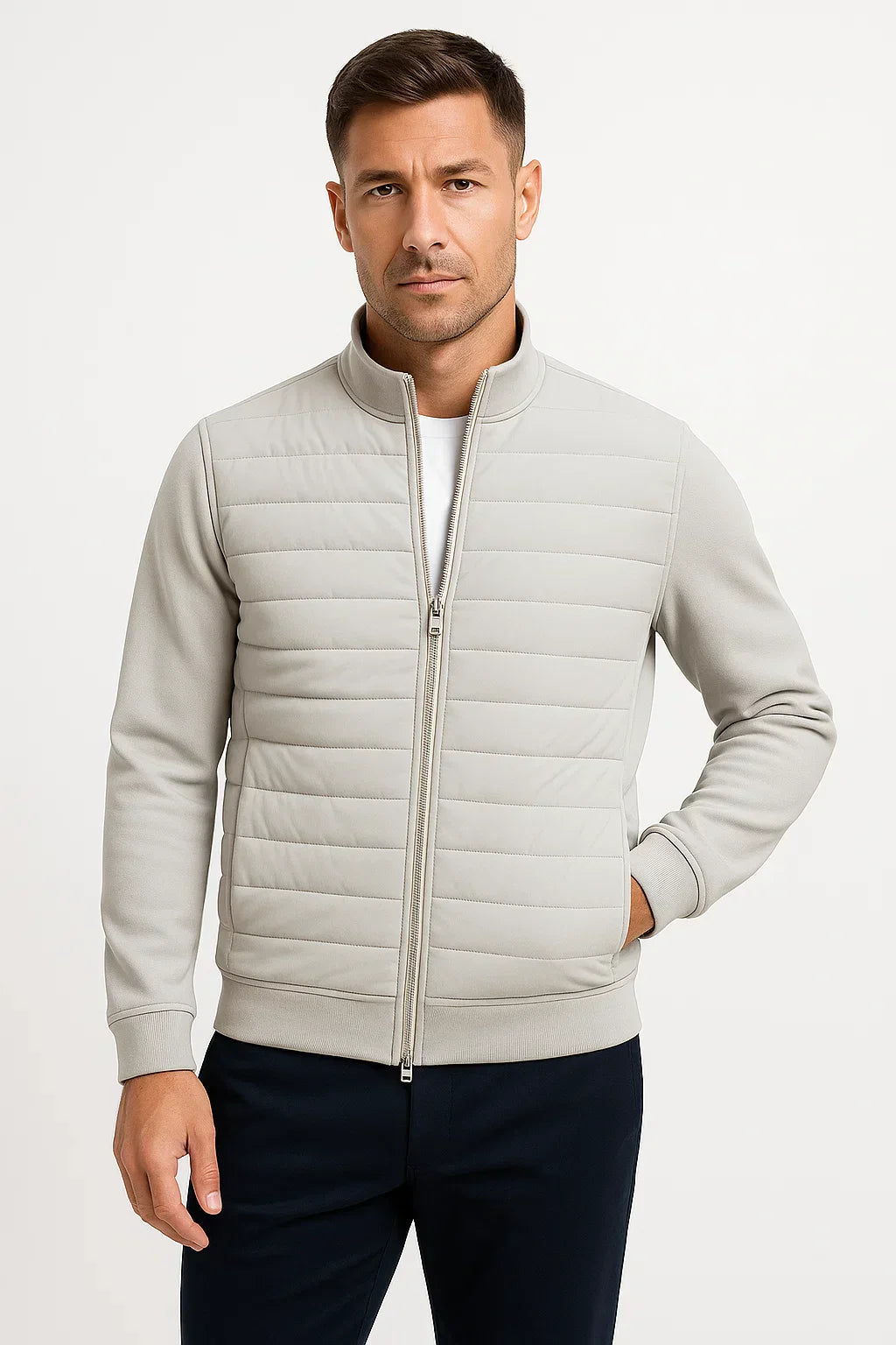 Jacket – Mens – Autumn & Winter – Men's Hybrid Quilted Jacket with Knitted Sleeves – Montford Co 5