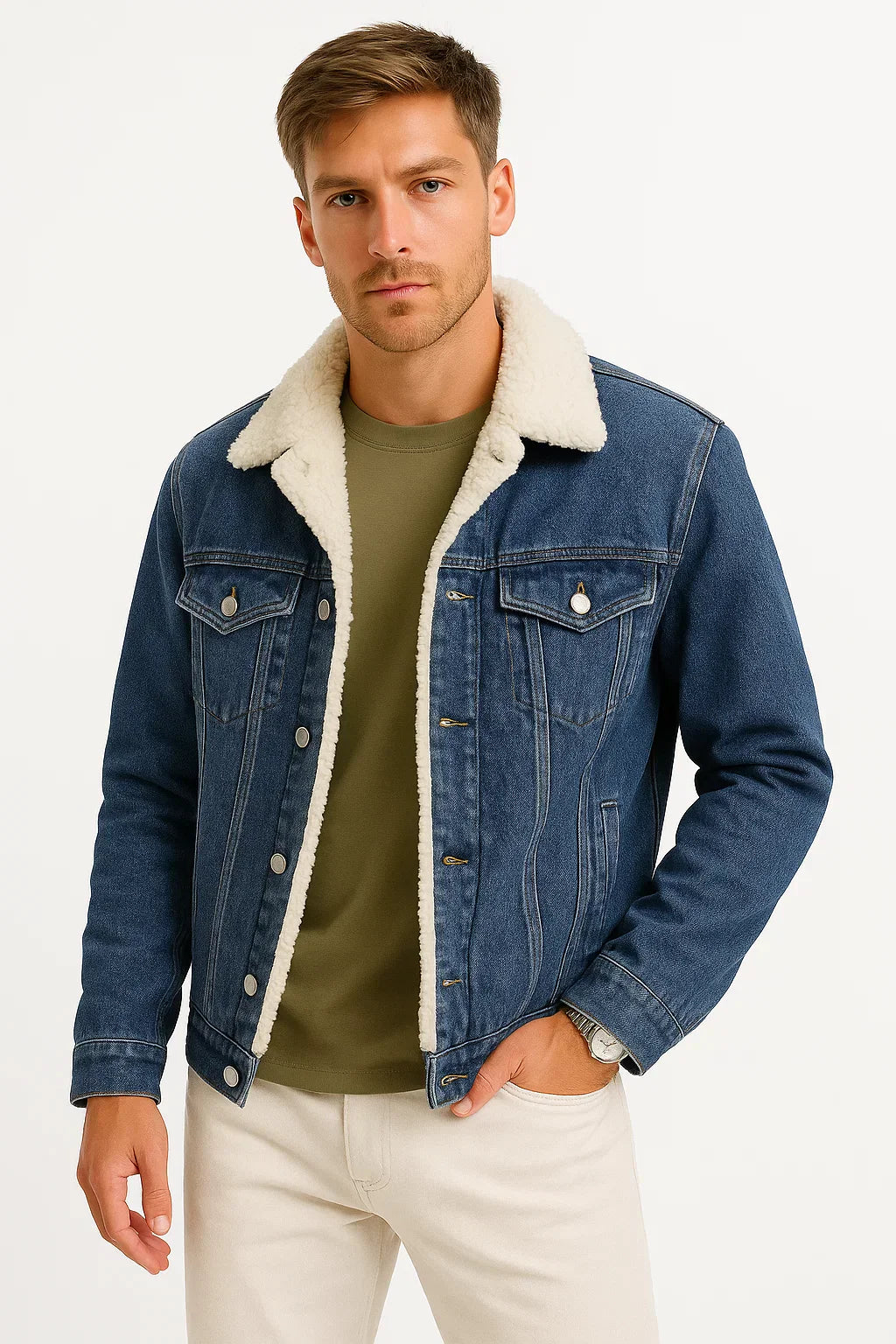 Jacket – Mens – Autumn & Winter – Men's Thickened Denim Fleece Jacket – Montford Co 0