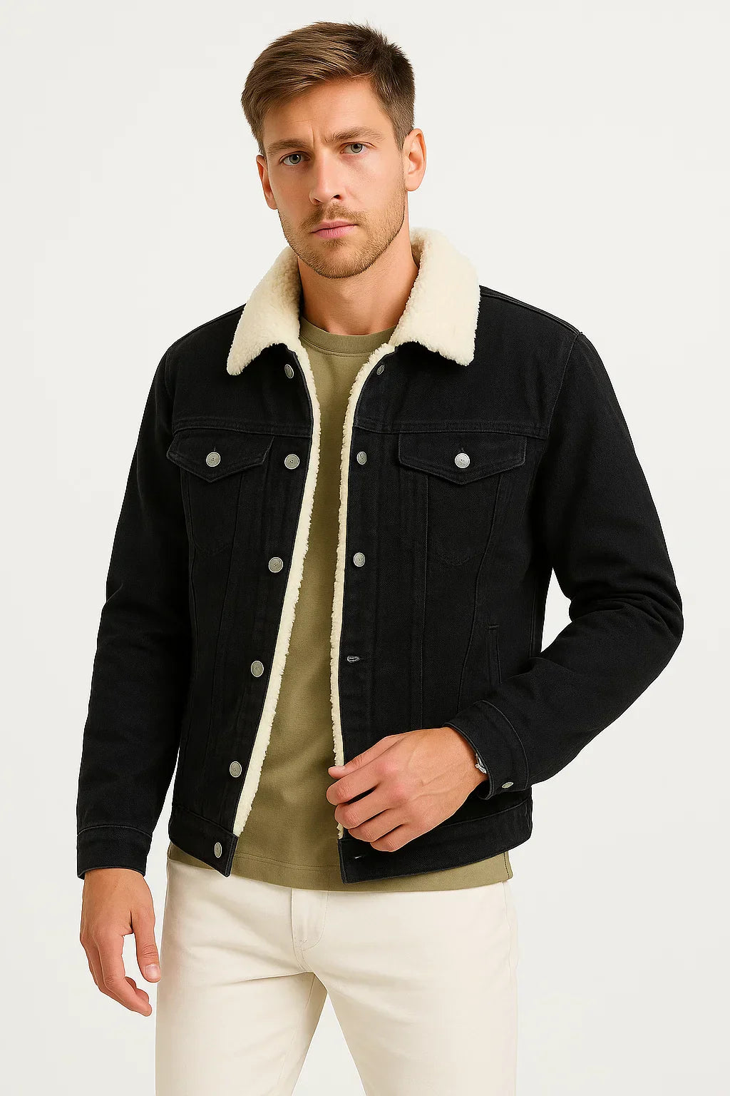 Jacket – Mens – Autumn & Winter – Men's Thickened Denim Fleece Jacket – Montford Co 3
