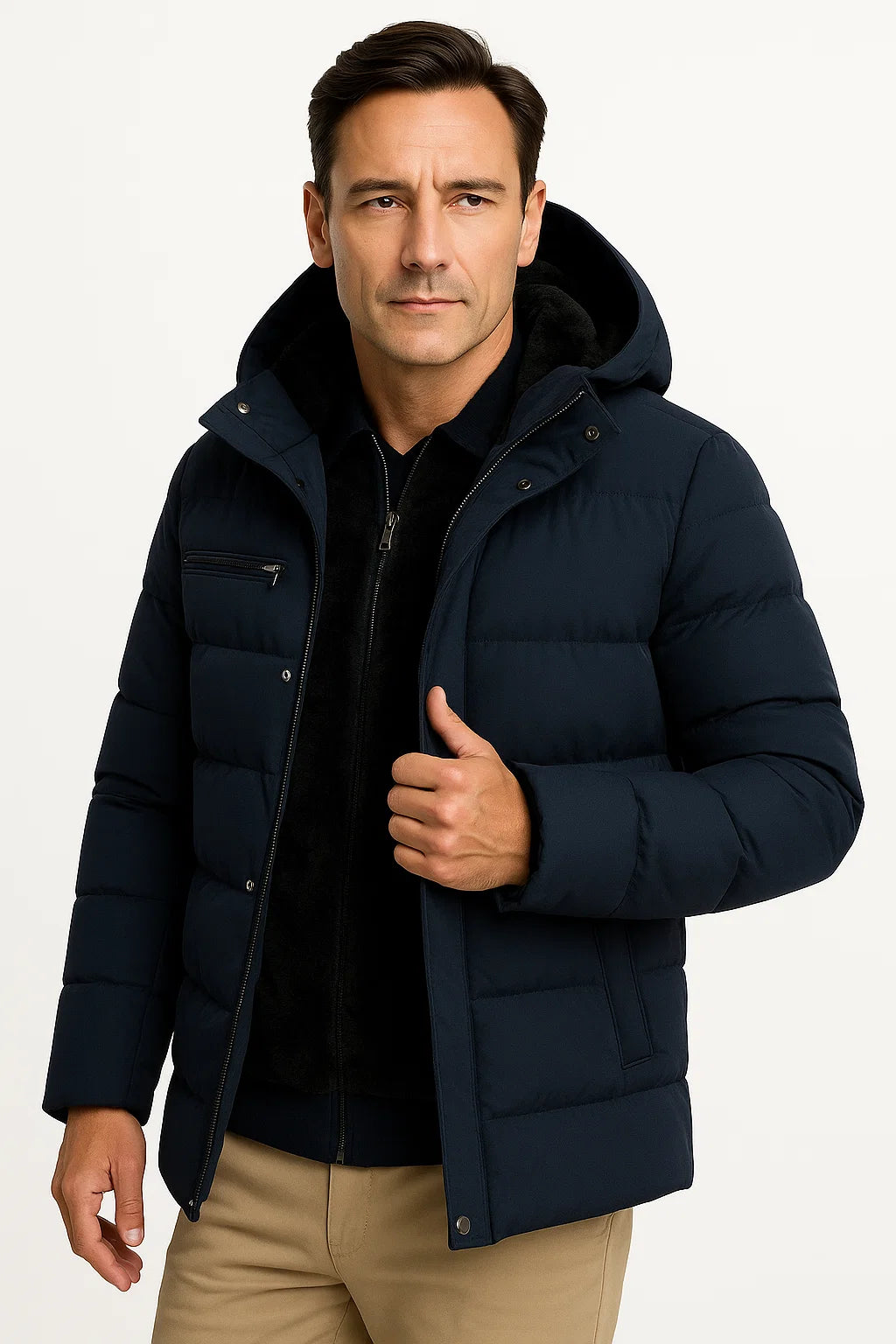 Jacket – Mens – Autumn & Winter – Men's Winter Jacket in Black Oversized with Thick Padded Hood – Montford Co 4