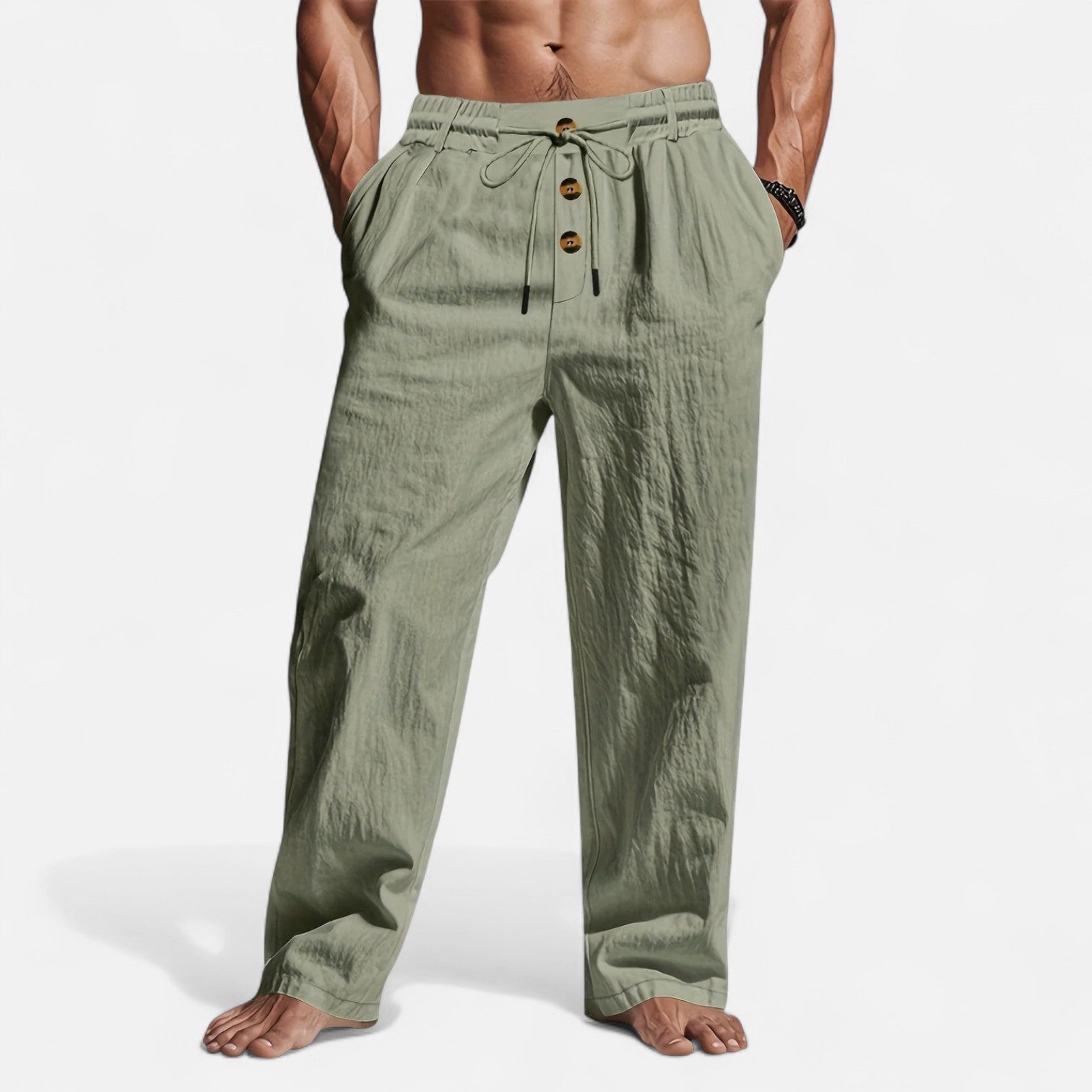 Linen Trousers – Adjustable Drawstring – Relaxed Summer Casual Style 1