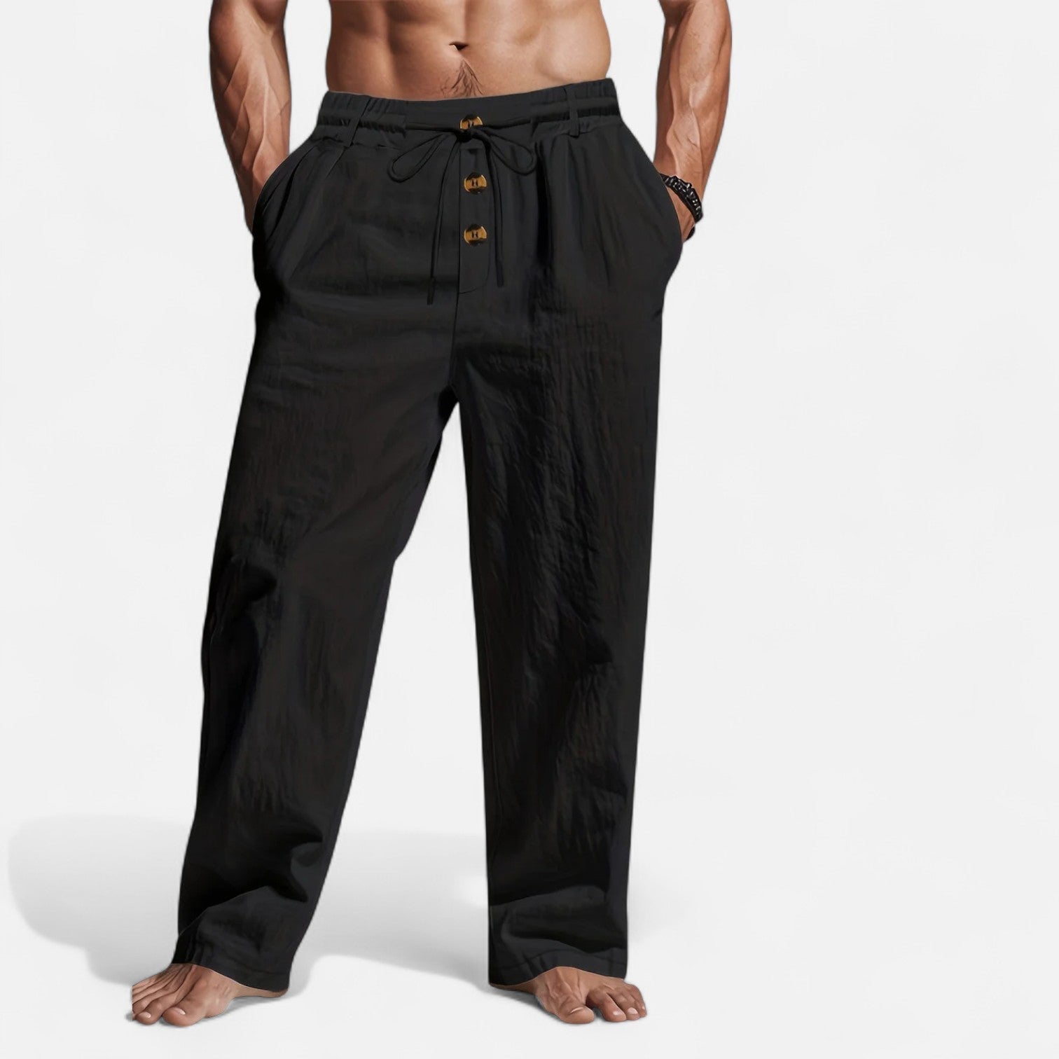 Linen Trousers – Adjustable Drawstring – Relaxed Summer Casual Style 3