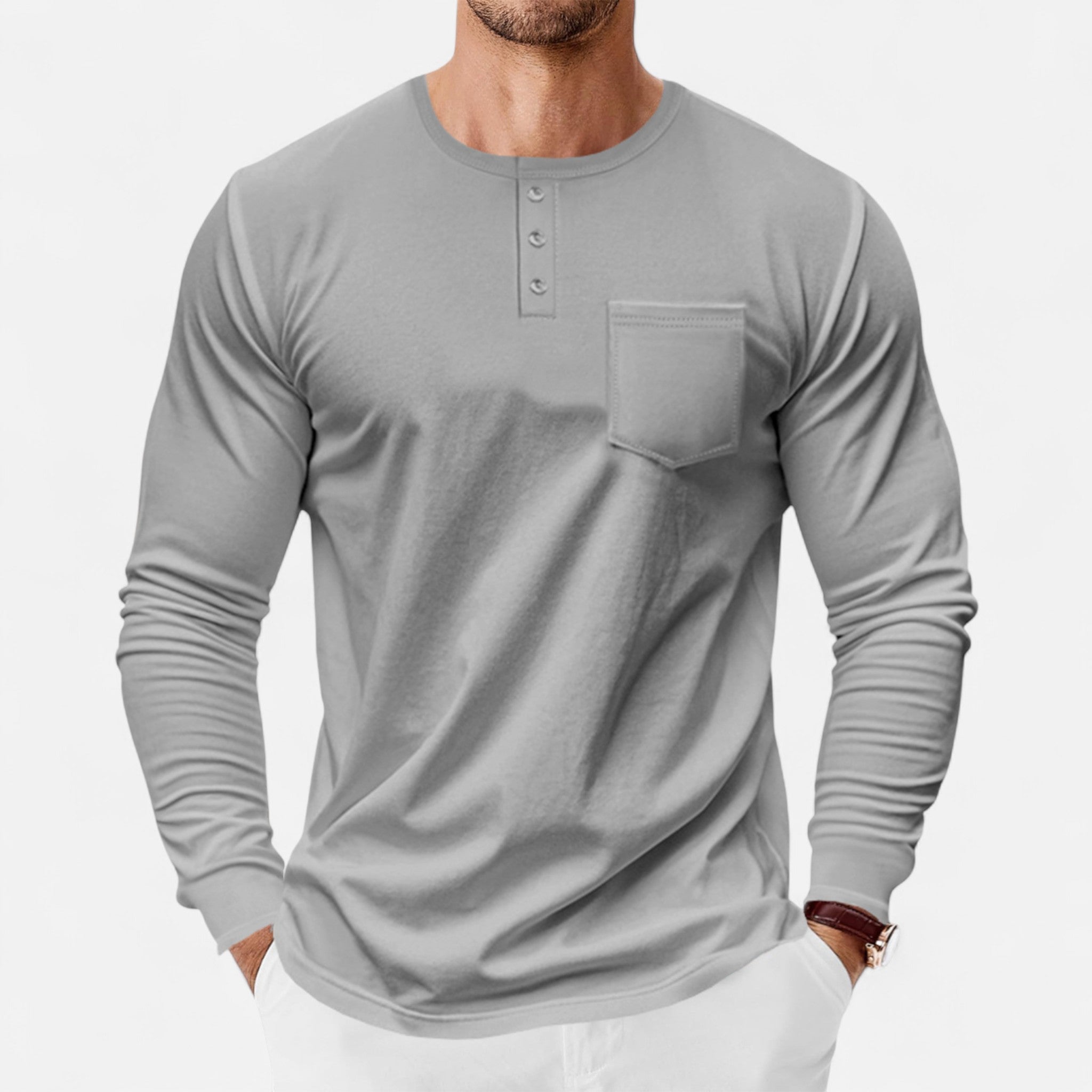 Long Sleeve Henley Shirt – Slim Fit – Versatile Casual Style 4