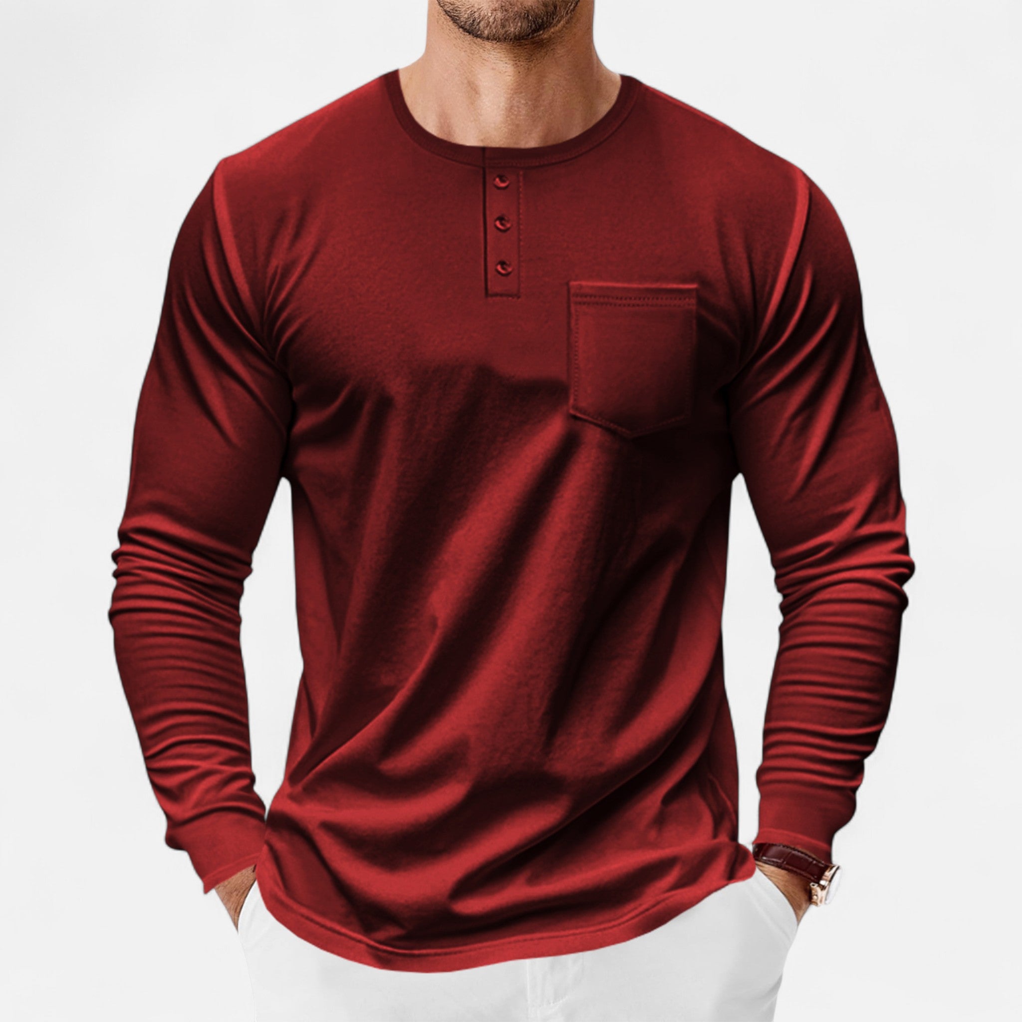 Long Sleeve Henley Shirt – Slim Fit – Versatile Casual Style 5