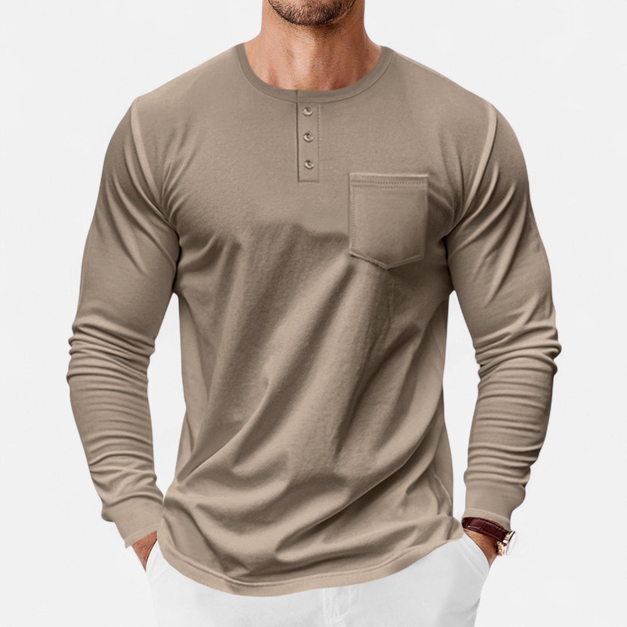 Long Sleeve Henley Shirt – Slim Fit – Versatile Casual Style 8