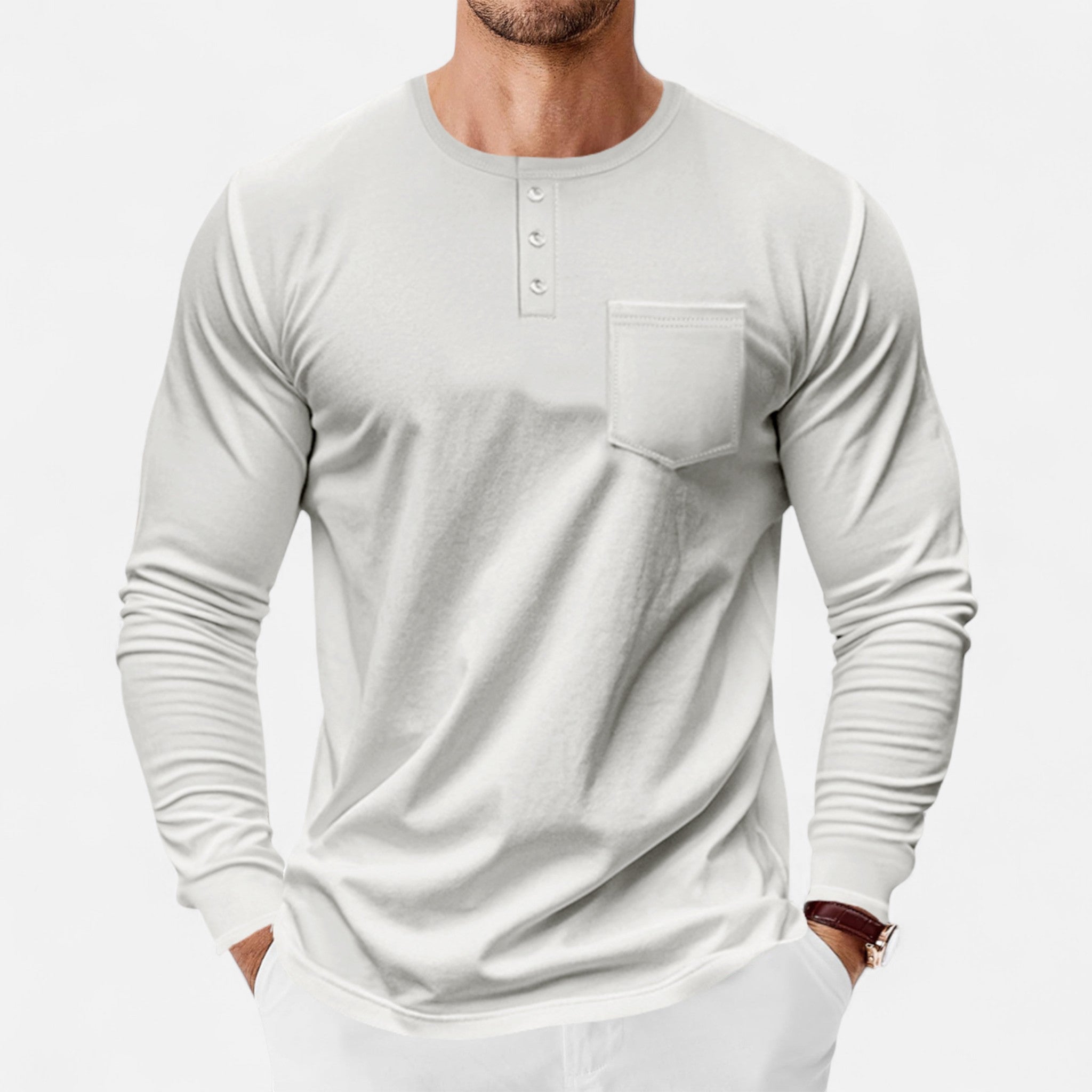 Long Sleeve Henley Shirt – Slim Fit – Versatile Casual Style 9