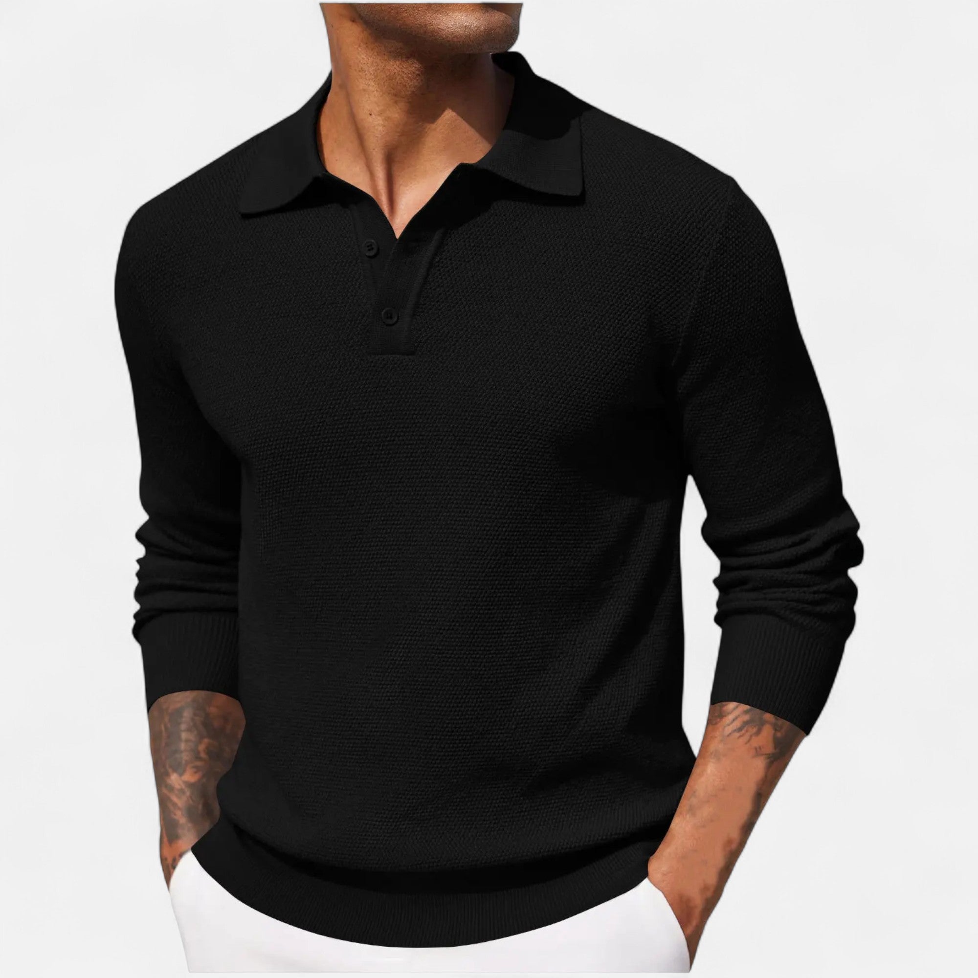 Long Sleeve Polo – Cotton Blend – Timeless Casual Elegance 0