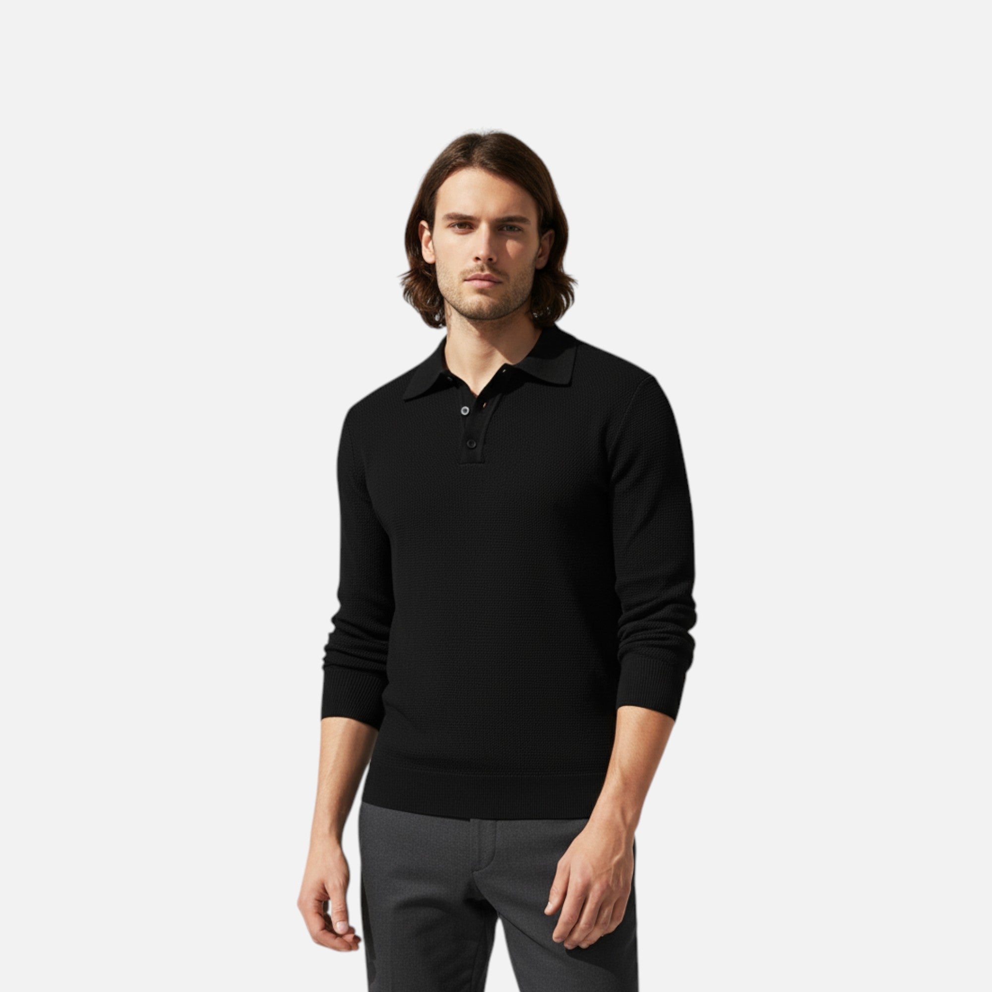 Long Sleeve Polo – Cotton Blend – Timeless Casual Elegance 1