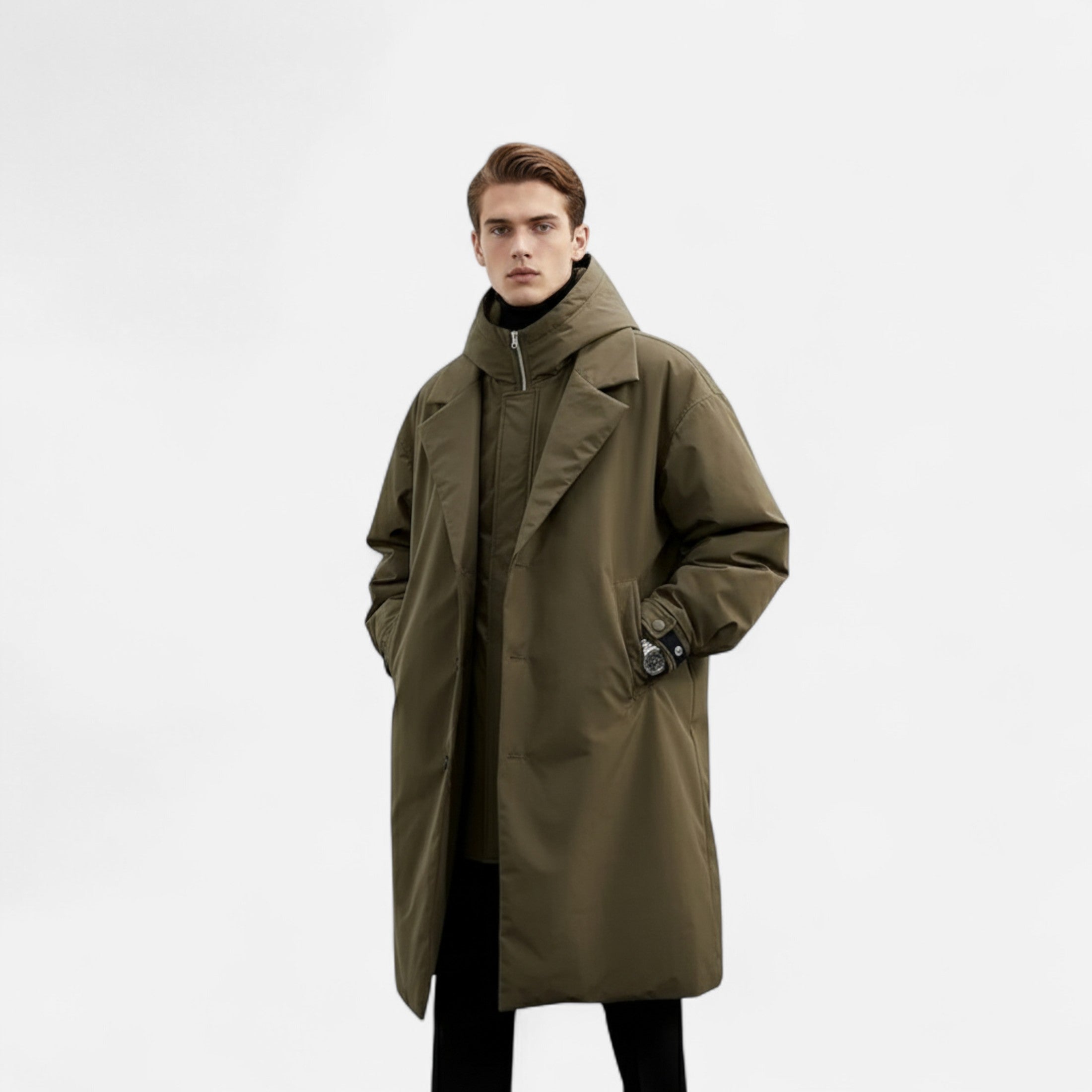 Long Waterproof Jacket – Hooded Design – Stylish Winter Essential 1