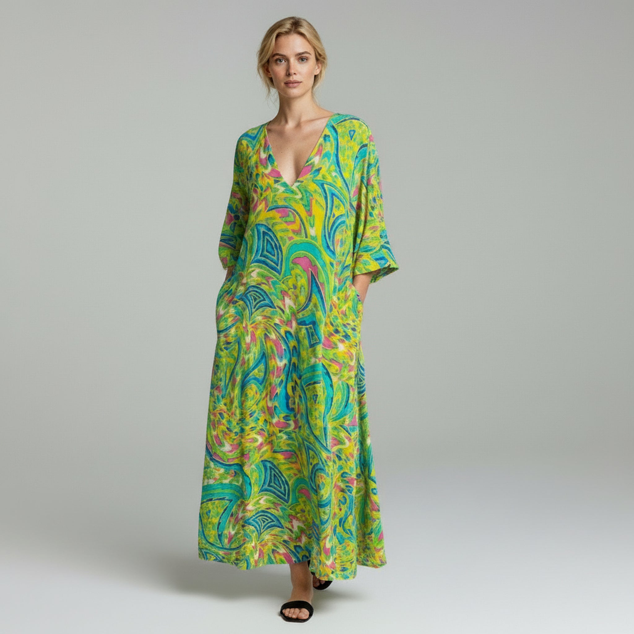Maxi Dress With Sleeves – Effortless Comfort for Summer Outings - 1
